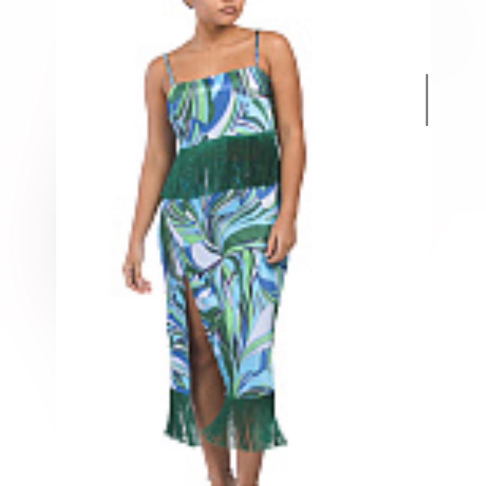 House of Harlow 1960 satin fringe crop top